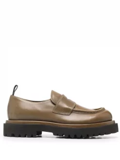 Officine Creative Fir Green Mocassins En Cuir De Veau Poli Femme